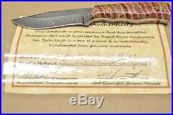 Rapid River Custom Damascus Royal 7 Fossilized Mammoth tooth mosaic pins Knife
