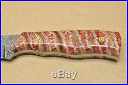 Rapid River Custom Damascus Royal 7 Fossilized Mammoth tooth mosaic pins Knife
