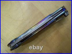 Rare 1 of 1 Custom Dew Hara Knife Polished Damascus Blade / Anodized Titanium