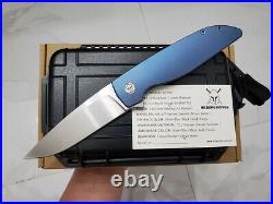 Rare Custom Rask M390blade Blue Twill Pattern Titanium Tactical Pocket Knife Nib
