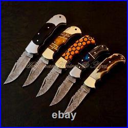 Rare Found Buck 110 Replica Custom Hand Forged Damascus Steel LockBack Folders 5