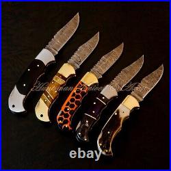 Rare Found Buck 110 Replica Custom Hand Forged Damascus Steel LockBack Folders 5