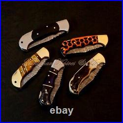 Rare Found Buck 110 Replica Custom Hand Forged Damascus Steel LockBack Folders 5