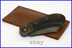 Rare JACKDAW custom Slipjoint Knife, Damascus/Morta/Brass, by Nicolas Weber