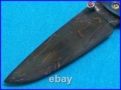 Rare Nm Custom Art Knives Mosaic Damascus Black Pearl Lockback Knife Vintage Old