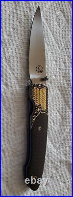 Rare William Henry Armadillo Knife, T10 Liner Lock with Gold Disc Inlays