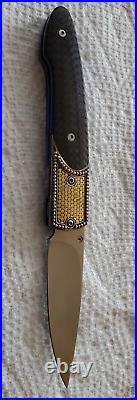 Rare William Henry Armadillo Knife, T10 Liner Lock with Gold Disc Inlays