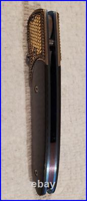 Rare William Henry Armadillo Knife, T10 Liner Lock with Gold Disc Inlays