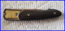 Rare William Henry Armadillo Knife, T10 Liner Lock with Gold Disc Inlays