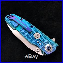 Reate Knives District 9 B Folding Knife S35vn Titanium Hex Pattern with Ti screws