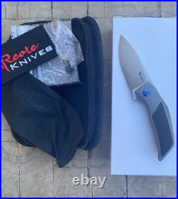 Reate Knives x Tashi Bharucha T2500 Flipper Pocket Knife Ti Carbon Fiber M390