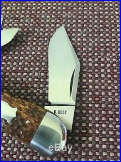 Reese Bose Custom Made Mint 3 Blade Whittler With Split Back Spring