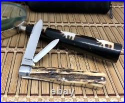 Reese Bose Incredible Genuine Stag ATS-34 Coffin Jack A+ SlipJoint Knife in Case