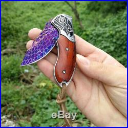 Rescue Tactical Dragonskin Damascus Folding Knife Hunting Seller Emazing Deal