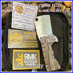 Rich Made Knives Zombie Killer Frame Lock Cleaver Blurple Ti w Alabama Damasteel