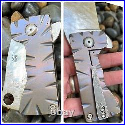 Rich Made Knives Zombie Killer Frame Lock Cleaver Blurple Ti w Alabama Damasteel