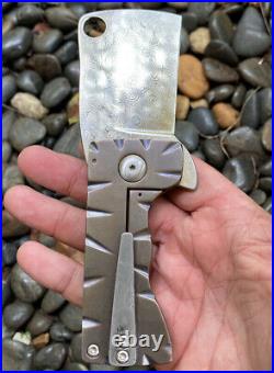 Rich Made Knives Zombie Killer Frame Lock Cleaver Blurple Ti w Alabama Damasteel