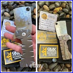 Rich Made Knives Zombie Killer Frame Lock Cleaver Blurple Ti w Alabama Damasteel