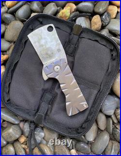 Rich Made Knives Zombie Killer Frame Lock Cleaver Blurple Ti w Alabama Damasteel