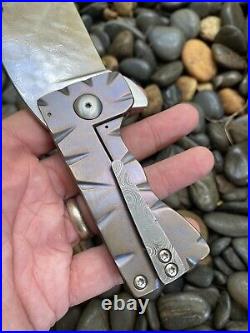 Rich Made Knives Zombie Killer Frame Lock Cleaver Blurple Ti w Alabama Damasteel