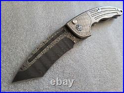 Rod Olson Knives & Jared Van Otterloo Deception, Ladder Damascus Recurve Tanto