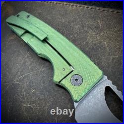 Roosevelt XL Matte distressed green anodized Zig Zag milled scales