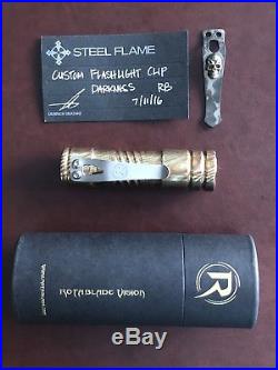 Rotablade VIsion MOKUME Tactical Torch EDC Flashlight & Steel Flame Clip New