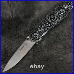 Russian folding knife Marten Aus 8 steel. Pocket knife. Silver engraving