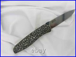 Russian folding knife Marten Aus 8 steel. Pocket knife. Silver engraving