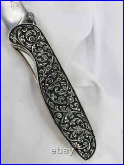 Russian folding knife Marten Aus 8 steel. Pocket knife. Silver engraving