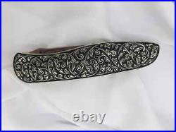 Russian folding knife Marten Aus 8 steel. Pocket knife. Silver engraving