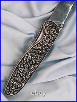 Russian folding knife Marten Aus 8 steel. Pocket knife. Silver engraving