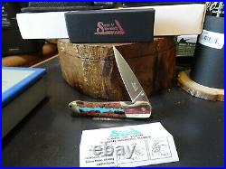 SANTA FE STONEWORKS 4 POCKET KNIFE With VEIN TURQUOISE HANDLE1-SIDE 440HC BLADE