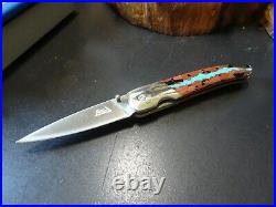 SANTA FE STONEWORKS 4 POCKET KNIFE With VEIN TURQUOISE HANDLE1-SIDE 440HC BLADE