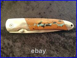 SANTA FE STONEWORKS POCKET KNIFE With VEIN TURQUOISE HANDLE