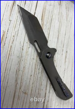 SDKnives (Steve Dumchus) Custom Flipper Ti Collars And Clip San Mai Damascus