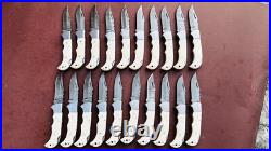 SET OF 20PCS HANDMADE CUSTOM FOLDING & POCKET KNIVES, BONE HANDLE WithSHEATH