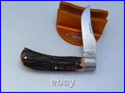 Sacred Bear Tory Utt Custom Amber Stag Modified Trapper Slip-joint Knife