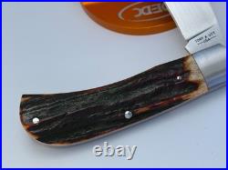 Sacred Bear Tory Utt Custom Amber Stag Modified Trapper Slip-joint Knife