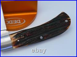 Sacred Bear Tory Utt Custom Amber Stag Modified Trapper Slip-joint Knife