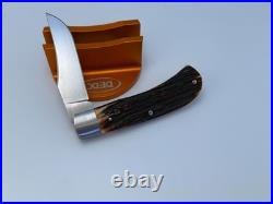 Sacred Bear Tory Utt Custom Amber Stag Modified Trapper Slip-joint Knife