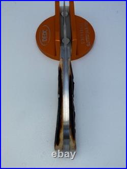 Sacred Bear Tory Utt Custom Amber Stag Modified Trapper Slip-joint Knife