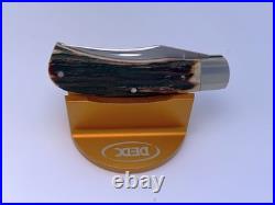 Sacred Bear Tory Utt Custom Amber Stag Modified Trapper Slip-joint Knife