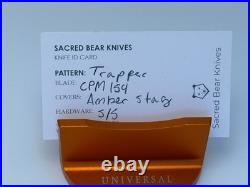 Sacred Bear Tory Utt Custom Amber Stag Modified Trapper Slip-joint Knife