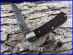 Sacred Bear Tory Utt Custom Damascus Medium Trapper Slip-joint Knife