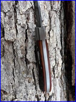 Sacred Bear Tory Utt Custom Damascus Medium Trapper Slip-joint Knife