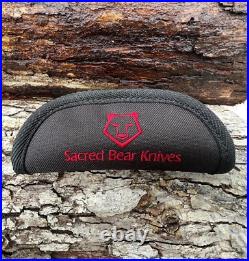 Sacred Bear Tory Utt Custom Damascus Medium Trapper Slip-joint Knife