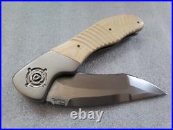 Sal Manaro Custom Knives Bullseye XL, Arrow Grind, 4 7/8 Blade, Layered Micarta