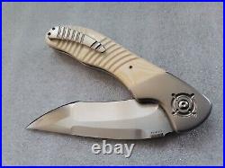 Sal Manaro Custom Knives Bullseye XL, Arrow Grind, 4 7/8 Blade, Layered Micarta