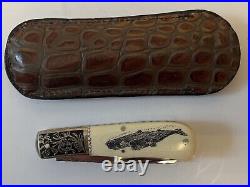 Sam Mc Dowell Signed Scrimshaw dual blade knife